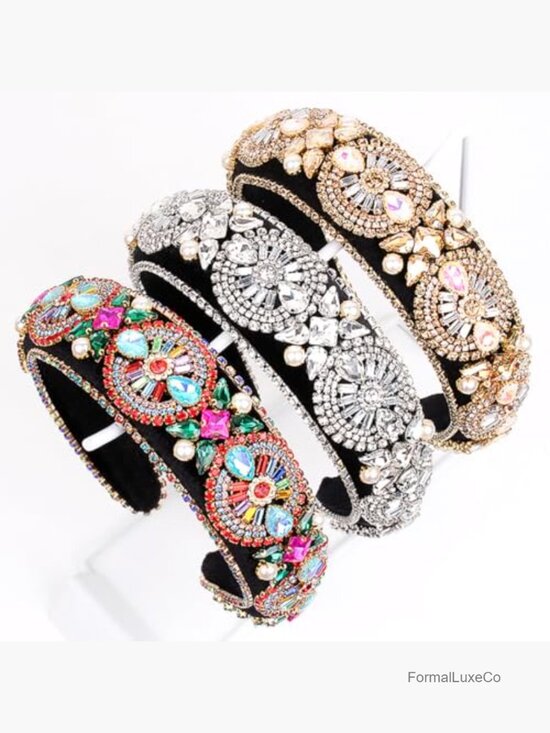 Crystal Pearl Padded Headband Baroque Rhinestone Hair Accessory main image 6